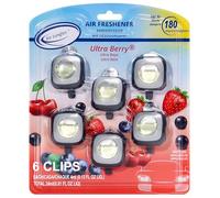 Air Jungles Clip de ventilación para ambientador, 6 clips de ventilación, 4 ml cada uno, larga duración hasta 180 días, eliminador de olores para coche (Ultra Berry)