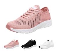 Air kissen Walking schuhe Damen leichte Sommer Herbst Turnschuhe Fly Weave atmungsaktiv bequem Korean Hundert Lace Up Hollow Out Freizeitschuhe Mesh Sneaker flach Lässifige Sportschuhe, Rosa., 37 EU