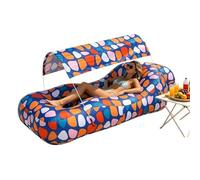 Air Lounge Sofa, Inflatable Lounger Bed, 74 Inch Travel Air Sofa with Sunshade Canopy, Portable Backyard Camping Beach Hiking Picnic Outdoor Relax Chair, Easy Inflate Design, Lightweight Carry Use