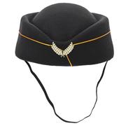 Air Stewardess Hat Flight Attendant Cap Para Mujeres Negro