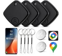 Air Tracker Android 4 Pack Smart Tracker Localizador de Llaves Buscador de Llaves Compatible con Google Find Hub App (Android Solamente), rastreador Bluetooth para Equipaje, Maleta, Paquete (Negro)