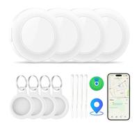 Air Tracker Tag-4 Pack, Localizador GPS, Localizador de Objetos Bluetooth Compatible con Apple Search (sólo iOS), IP67 Impermeable, Batería Reemplazable, Llaves/Coche/Cartera/Maletas Viaje, Blanco
