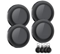 Air Tracker Tag-4 Pack, Localizador GPS, Smart Mini Localizador de Objetos Bluetooth con Apple Search (sólo iOS), IP67 Impermeable, Batería Reemplazable, Llaves/Coche/Cartera/Maletas Viaje, Negro
