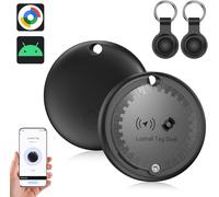 Air Tracker Tag Android, Bluetooth Localizador Smart Tag Compatible con Google ”Find Hub”, Tracker Tag para Llaves, Maletas y Carteras, Resistente al Agua, Regalos para la Familia (Negro, 2 pcs)