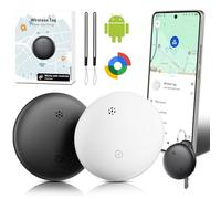 Air Tracker Tag Android, Smart Tracker Tag Bluetooth Localizador Compatible con Find Hub App Bluetooth Keyfiner IP66 Impermeable para Llaves, Maletas y Carteras (2, Blanco y Negro)