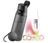 air up Botella Click Midnight Black 600 ml - Pack de inicio con 5 cápsulas, cepillo para pajita y estuche Twogo Negro | Sin azúcar, sin BPA