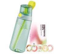AIR UP® Cantimplora Botella de agua Click Turtle Green, juego de iniciación original con cápsulas en 5 sabores, botella de 600 ml con sabor sin azúcar, apta para lavavajillas, sin BPA