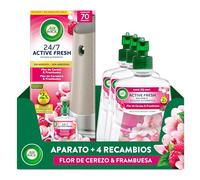Air Wick Active Fresh Kit Ambientador Automático, Flor de Cerezo y Frambuesa, Difusor + 4 Recambios, 280 Días