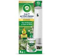 Air Wick Active Fresh Spray Automático Sin Aerosol - ambientador hogar con fragancia a Pino del Bosque y Copos de Nieve, 2 veces más aceites esenciales - Aparato difusor automático + 1 Recambio