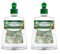 Air Wick Active Fresh Spray Automático Sin Aerosol - ambientador hogar neutralizador de olores con fragancia a Pino del Bosque y Copos de Nieve, 2 veces más aceites esenciales (Paquete de 2)