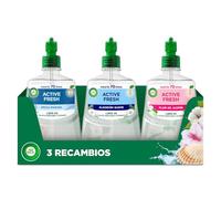 Air Wick Active Fresh Spray Automatico Sin Aerosol - Ambientador para casa con aroma a Brisa Marina, Algodón y Flor de Jazmín - Pack de 3 Recambios (228mlx3)