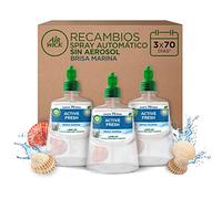Air Wick Active Fresh Spray Automatico Sin Aerosol - Ambientador para casa con aroma a Brisa Marina - Pack de 3 Recambios (228mlx3)