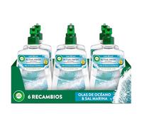 Air Wick Active Fresh Spray Automatico Sin Aerosol - Ambientador para casa con aroma a Brisa Marina - Pack de 6 Recambios (228mlx6)