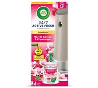 Air Wick Active Fresh Spray Automatico Sin Aerosol - Ambientador para casa con aroma a Flor de Cerezo & Frambuesa - 1 aparato + 1 recambio