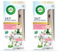 Air Wick Active Fresh Spray Automatico Sin Aerosol - Ambientador para casa con aroma a Flor de Jazmín - Aparato y recambio (Paquete de 2)