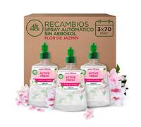 Air Wick Active Fresh Spray Automatico Sin Aerosol - Ambientador para casa con Aroma a Flor de Jazmín - Pack de 3 Recambios (228mlx3)