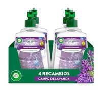 Air Wick Active Fresh Spray Automatico Sin Aerosol - Ambientador para casa con aroma a Lavanda - Pack de 4 Recambios (228mlx4)