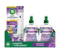 Air Wick Active Fresh Spray Automatico Sin Aerosol - Ambientador para casa con aroma a Lavanda- Pack de 1 Aparato + 3 Recambios (228mlx3)
