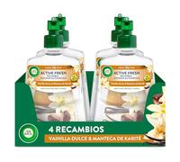 Air Wick Active Fresh Spray Automatico Sin Aerosol - Ambientador para casa con aroma a Vainilla - Pack de 4 Recambios (228mlx4)