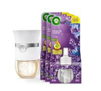 Air Wick Ambientador Eléctrico - Aparato difusor inteligente con tecnología Anti-Fading + 3 Recambios con aroma a Lavanda, infusionado con 2 veces más aceites esenciales