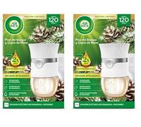 Air Wick Ambientador Eléctrico - Aparato difusor Inteligente con tecnología Anti-Fading y +1 Recambio con Aroma a Pino del Bosque, infusionado con 2 Veces más aceites Esenciales (Paquete de 2)