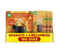 Air Wick Essential Mist - Aparato y 4 recambios de ambientador difusor aceites esenciales para casa con aroma a Explosión Cítrica, el embalaje puede variar