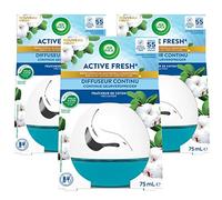 Air Wick Continus Active Fresh Cotton Difusor, 3 unidades, botella de 75 ml