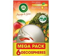 Air Wick Decosphere - Ambientador para casa, baño o coche, aroma Mango Y Lima - Pack De 6 unidades, El embalaje puede variar