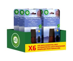 Air Wick Difusor automático de fragancias Essential Mist - Recambio - Descanso Interior - Niebla Perfumada de Aceites Esenciales - 6 x 20 ml