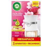 Air Wick Eléctrico Aparato y recambio de ambientador automático eléctrico, con aroma a Flor de Cerezo & Frambuesa - 3 Aparatos + 3 Recambios, El embalaje puede variar