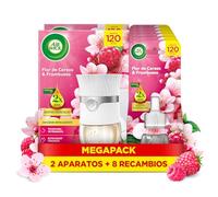 Air Wick Eléctrico Aparato y recambio de ambientador automático eléctrico, con aroma a Flor de Cerezo & Frambuesa - 2 Aparatos + 8 Recambios