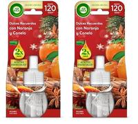 Air Wick Eléctrico - Recambio para Ambientador Eléctrico Air Wick con aroma a Dulces Recuerdos con Naranja y Canela, infusionado con 2 veces más aceites esenciales (Paquete de 2)