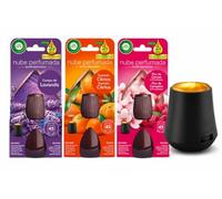 Air Wick Essential Mist, Pack de ambientador difusor de aceites esenciales con aroma 3 aromas: explosión cítrica, campos de lavanda y flor de cerezo, infusionados con 2 veces más aceites esenciales