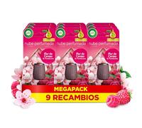 Air Wick Essential Mist - Recambio de Ambientador Difusor de Aceites Esenciales con Aroma a Flor de Cerezo & Frambuesa, 9 x 20ml