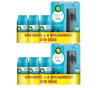 Air Wick Freshmatic - Aparato y Recambios de ambientador spray automático, esencia para casa con aroma a Oasis Turquesa - 2 aparatos y 8 recambios