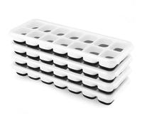 Airabc Juego de 4 bandejas de silicona para cubitos de hielo con tapa, compactas y apilables, con certificación LFGB y sin BPA, bandejas cuadradas fáciles de extraer, color negro