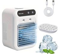 Airabreeze Portable Air Conditioner, Aire acondicionado Glacier Breeze, 2 velocidades y tanque de agua de 500 ml, Recargable Por USB, Con bandeja de hielo