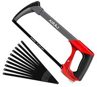 AIRAJ 300mm Sierra para Metales multiusos,Ajusta la Tensión,Con 10 hojas de sierra de acero,Sierras de Dos Ángulos de Corte (45 ° / 90 °),Sierras de mango para carpintería-sierra fina