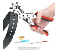 AIRAJ PRO Alicate Sacabocados,Sacabocados Para Cuero con Almohadilla de Latón,Agujeros Cinturon con 6 Agujeros,Adecuado Para Cinturones,Artesanías,Sillas de Montar y Tarjetas