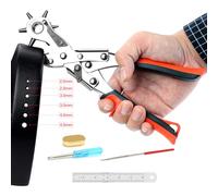 AIRAJ PRO Sacabocados Para Cuero,Agujeros Cinturon Pesadas con 6 Agujeros Redondos,Sacabocados con Regla de Acero,Adecuado Para Cinturones, Correas, Collares de Animales, Tarjetas, Sillas de Montar