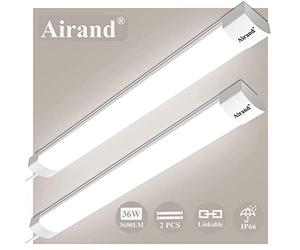 Airand Barra Led 120cm x2 Tubo Fluorescente 36W 3600LM Regleta Lamparas de Techo Impermeable IP66 Plafon para Garaje Cocina Baño Oficina Interior Exterior Iluminacion Blanco Neutro 4000K