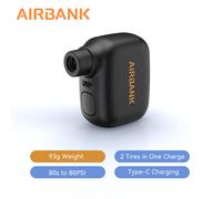 AIRBANK AS100 Mini bomba portátil para bicicleta inflador de aire recargable 100PSI tipo C accesorios para bicicleta neumáticos Schrader Presta Negro