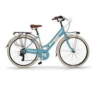 Airbici Bicicleta de Paseo Mujer Azul Modelo Elegance 605AL | Bicicleta Vintage de Paseo 6 Velocidades, Chasis de Aluminio, Guardabarros, Luces LED y Portaequipajes | Bici Urbana Mujer