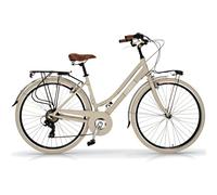 Airbici Bicicleta de Paseo Mujer Beige Modelo Elegance 605AL | Bicicleta Vintage de Paseo 6 Velocidades, Chasis de Aluminio, Guardabarros, Luces LED y Portaequipajes | Bici Urbana Mujer
