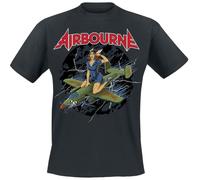 Airbourne Straddled Pin-Up Hombre Camiseta Negro XL 100% algodón Regular