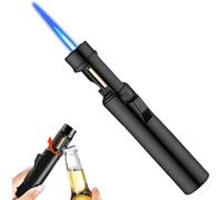 Airbrush Windproof Lighter,Portable Adjustable Refillable Butane Jet Lighter, 2 in 1 Jet Flame Lighter, Lighter with Bottle Opener, Gas Refillable Storm Lighter for Kitchen, Grill (Black)