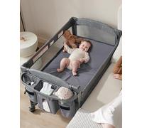 AirClub Cama de noche para bebé 4 en 1, 4 funciones, mesita de noche, parque infantil, cambiador, moisés para recién nacidos, mesita de noche, moisés portátil