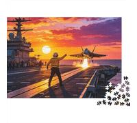 Aircraft Carrier Jigsaw Puzzle 1000 Piezas Reciclable Papel Naval Aviation Adult Jigsaws Party Juego Accesorios Desarrollo de la Boy & Girl‘s Inteligencia Educational 38x26cm/1000pcs