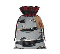 Aircraft Fighter Jets - Bolsa de regalo con cordón de Navidad con estampado de aviones