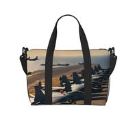 Aircraft Fighter Jets - Bolsa de viaje de poliéster con estampado oblicuo a lo largo de la mano, para mujeres y hombres, color negro, talla única, Negro, One Size